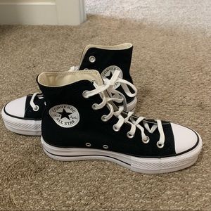Womens black converse chuck Taylor all star lift hi high-top platform sneakers